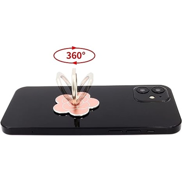 Mobiltelefon Ringhållare Blomma Finger Ring Grip Stativ 360° Rotation 180° Flip Universal Kickstand Kompatibel med Alla Smartphones (Rose Gold)