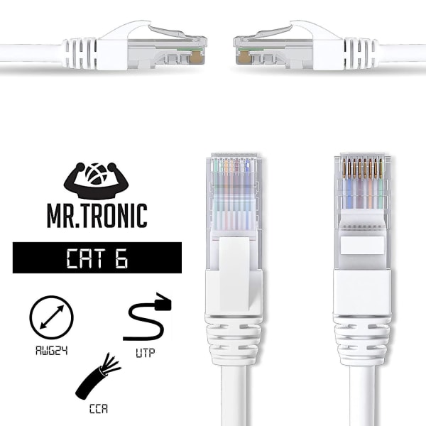 10m Cat 6 Ethernet-kabel | Höghastighets Ethernet-kabel | Bredbandskabel | Lankabel | Nätverkskabel med RJ45-kontakt | Internet