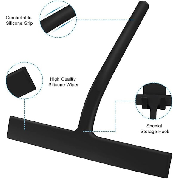 Dusj-skrape, Silikon Baderomsskrape For Glass Wiper, Vindusvasker Med Hengende Krok For Bad
