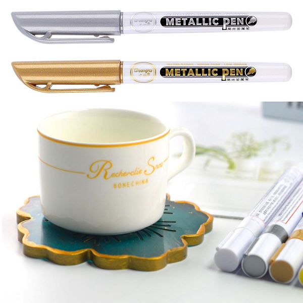6-pack Akrylpennor för Epoxy Resin, Guld & Silver, för Färgläggning