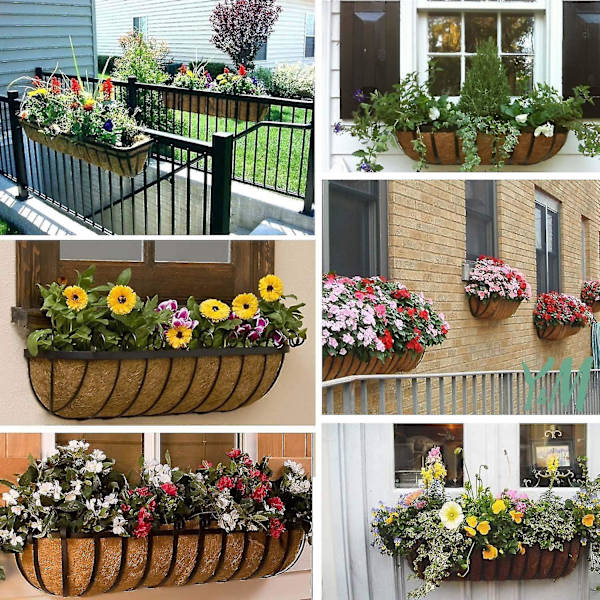 2 stycken ersättningsinsatser i kokos för blomlådor, väggkorgar, vägghyllor