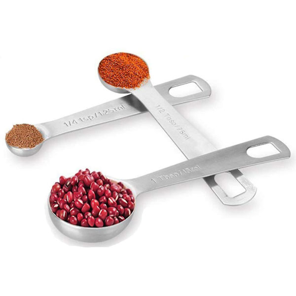 Skalløse måleskeer i rustfrit stål, små spiseskeer, præcise køkkenmåleskeer, 1/2 spiseske og 1/8 tsk