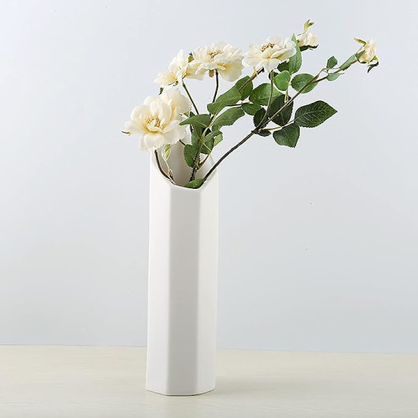 Blomvas Keramikvas Ren Vit Vas Vardagsrum Bordsdekoration Kontor Café Prydnader Heminredning Tillbehör