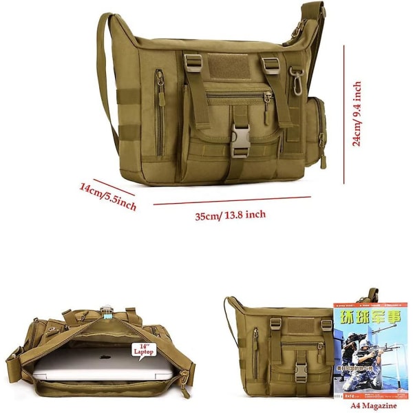 Tactical Crossbody Bag Large Waterproof Laptop Pack Casual Military Shoulder Bag Green