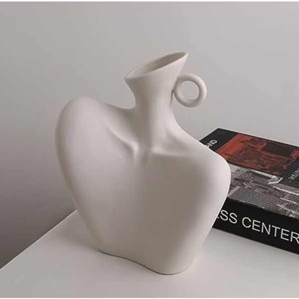 Kvinnelig kropp vase keramikk statue blomster vase vase hvit moderne hode planter potte for hage stue hjem bord kunst statue dekor(Farge: Siv, Størrelse:A