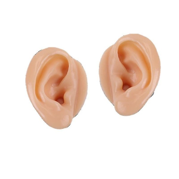 Blød silikonesimulering venstre menneskelig øre model øre display undervisningshjælp model (hudfarve, 1 par)