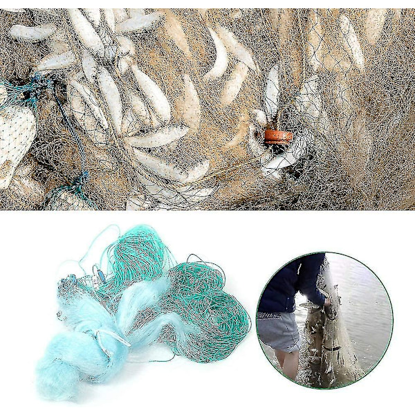 50m Längd 1.5m Höjd Tre Lager Kraftigt Fiskenät Med Flöte Fisketillbehör Sänknät (4 Finger)