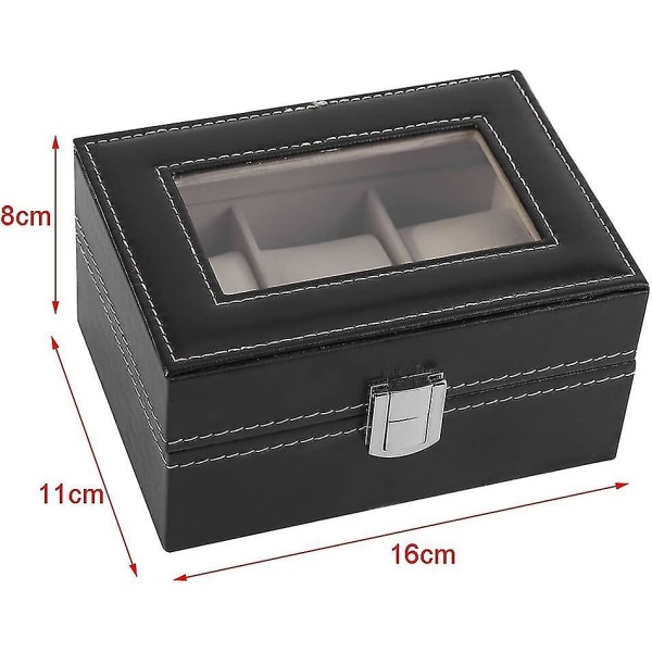 Urboks, 3 Slots PU Læder Sort Klassisk Ur Smykke Display Opbevaring Organizer