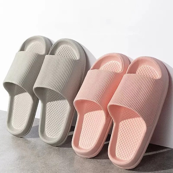 Fashionabla herr- och damslippers halkfria flip-flops lätta EVA bekväma badrumsslippers strandtofflor storlek 47 48 Grey 47-48