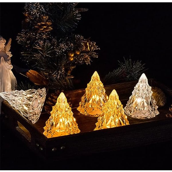 [3 Pack] Nattlys Krystall Mini juletrelys Flammeløs LED (hvitt lys)