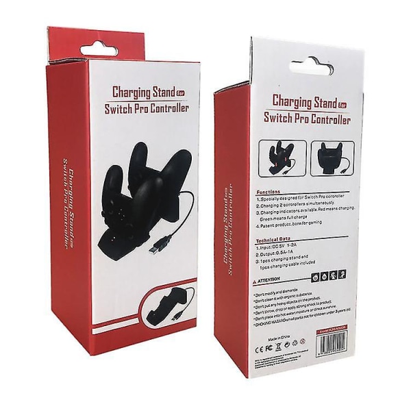 Dobbel USB-ladestasjon for Switch Pro
