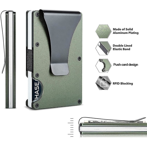 Minimalistinen metallilompakko ja rahaklipsi - ohut alumiininen luottokorttipidike Rfid-esto edessä