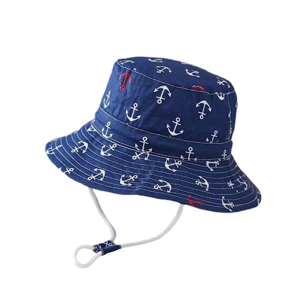 Barnebøttehatter Gutter Jenter Bomull Tegneserie Fiskerlue Strandhatter 19 navy zoo 52cm