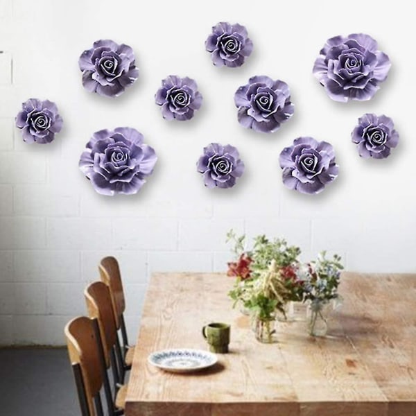Ruusukeraamiset kukkakoristeet Keinotekoiset 3D-kukkaseinämaalaukset Posliinikukkaseinäveistokset kodin makuuhuoneen keittiöön
