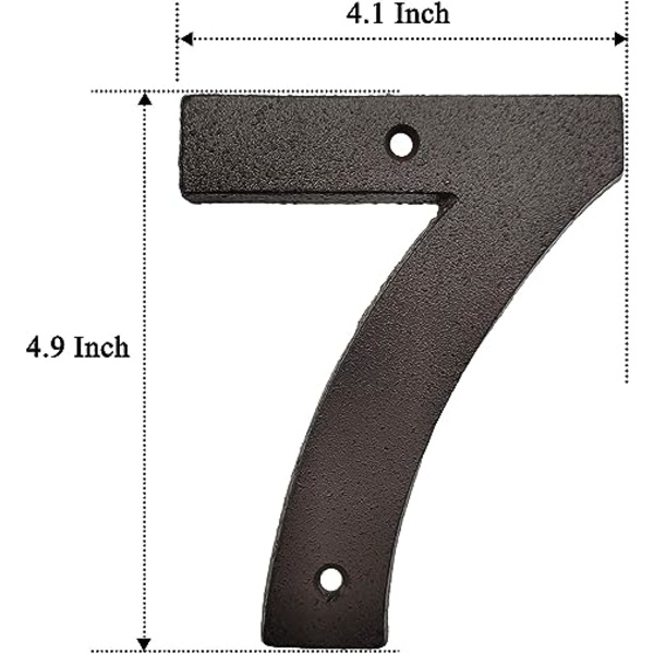 Gjutjärnshusnummer - 4,9 tum höga adressnummer/brevlådenummer, Nummer 7