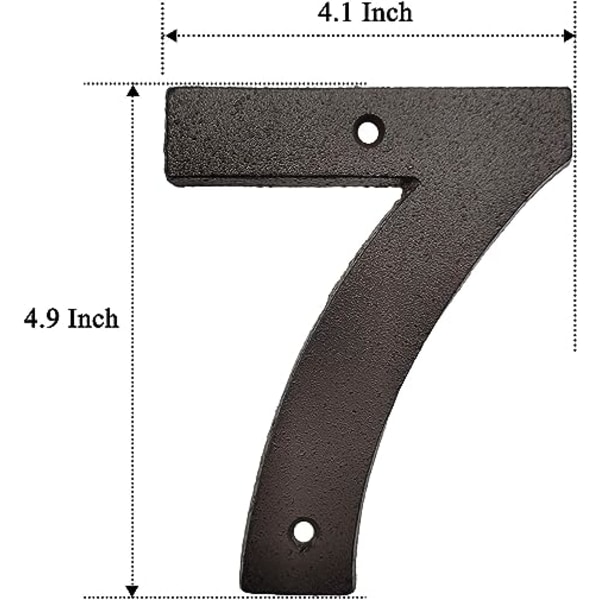 Støbejern Husnumre - 4,9 Tommer Høje Hjemmeadressenumre/Postkasse Numre, Nummer 7