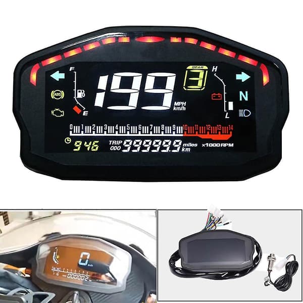 Motorcykel Universal LCD Display Tacho Vandtermometer Digital Speedometer Brændstofmåler Display
