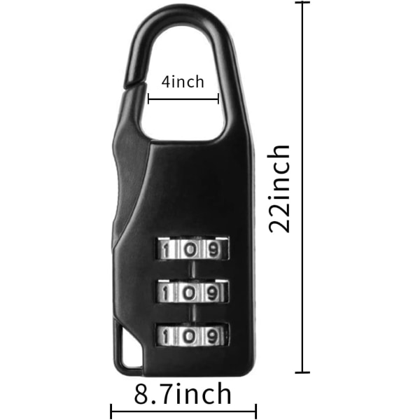5 st 3-siffriga kombinationslås Återställbara siffror Hänglås Säkert och pålitligt för ryggsäck Bagage Skåp Låda Verktygslåda Tältlås