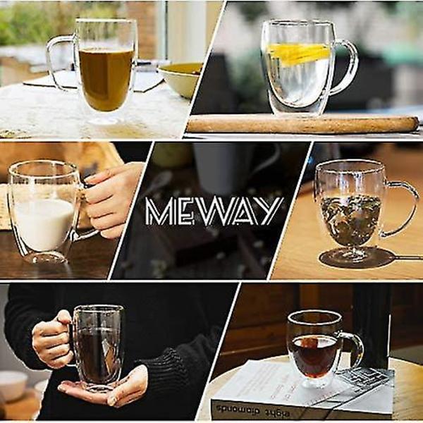 16oz Eristetyt Kahvimukit, Lasiteemukit, Kaksoisseinäiset Lasikahvimukit, Teekupit, Latte