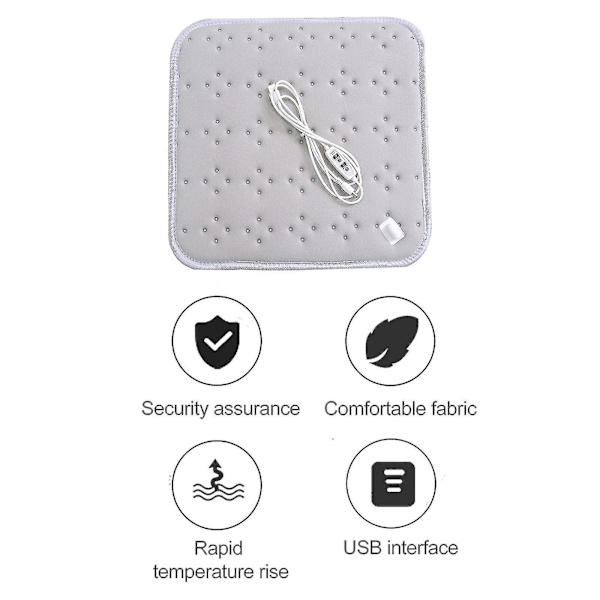 Uppvärmd sittdyna med USB-laddning, 5V 17,8 tum biluppvärmd resefilt dyna för män kvinnor husdjur