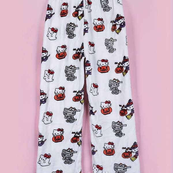 Hello Kitty Kat Flannel Bløde og Varme Lange Pyjamasbukser til Efterår og Vinter - Unisex Hello Kitty XL