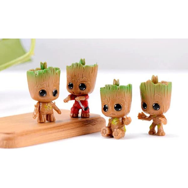 4 kpl/setti Miniatyyri Keijupuutarhan Istuva Groot Hahmo PVC-Patsas Groot Lapsille Koti Auton Koristelahja