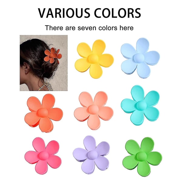 8pcs Hair Claw Clips Acrylic Flower Plastic Hairpins Jaw Clips Nonslip Hair Clamps Barrette Hair Accessories For Women Girls (colo