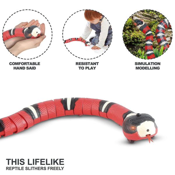 Älykäs käärmelelu, interaktiiviset lelut USB ladattava realistinen simulaatio sähköinen käärmelelu