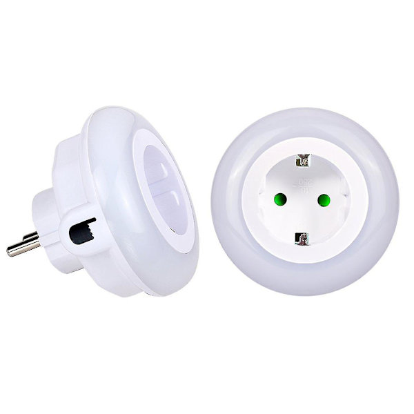 LED-stikkontakt Natlys Med Indbygget Stikkontakt Skumringssensor Indikatorlys Stemningsbelysning 0,6w