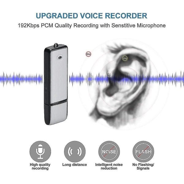 Usb Spy Digital Voice Recorder, 160hours Capacity For Meetings - 16gb