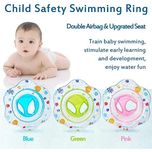 Baby Simring med Säkerhetsstol Dubbla Baby Luftkuddar Flytande PVC Uppblåsbar Baby Simring Stol Simring Pool Floats för Småbarn