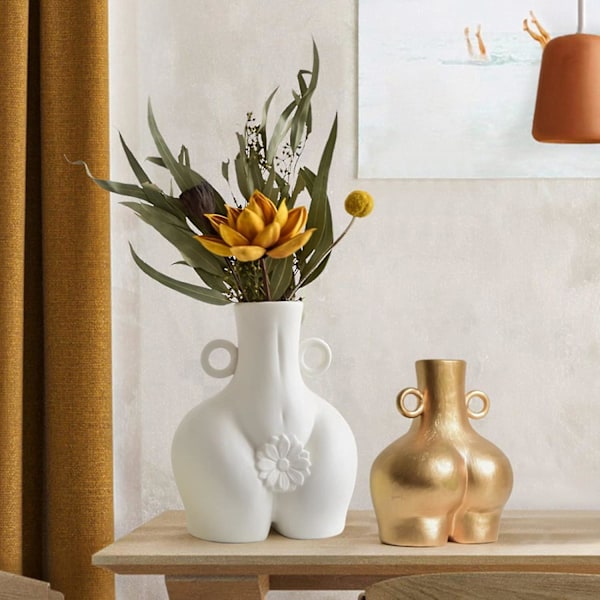 Mänsklig kropp Vas Keramik Blomkruka Abstrakt Konst Hantverk Elegant Heminredning Kvinnlig Kropp Prydnad Blomkruka Kreativ Present (Liten)