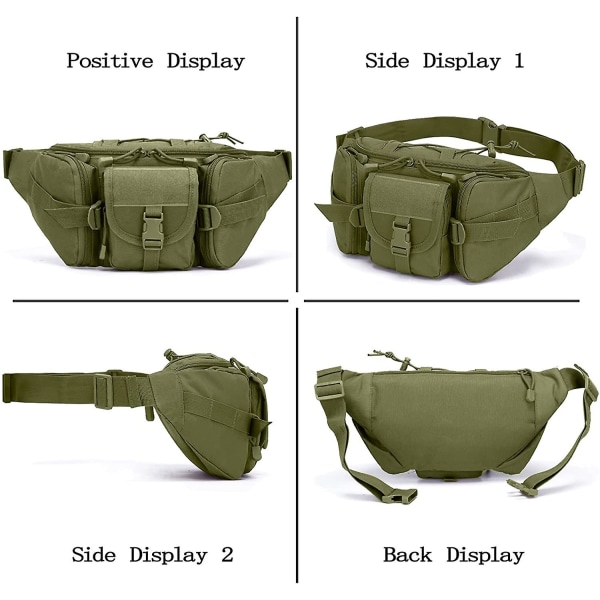 Taktisk Lendepose - Militær Midjeveske Utility Hip Bags Belte Bumbag For Utendørs Camping Sykling Hiking Med U.s Patch Og Forlengelsesstropp (1 Pakke Grønn