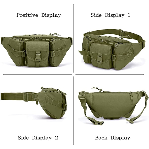 Taktisk Midjeväsk - Militär Midjeväska Utility Hip Bags Bälte Bumbag För Utomhus Camping Cykling Vandring Med U.s Patch Och Förlängningsrem (1 Pack Grön