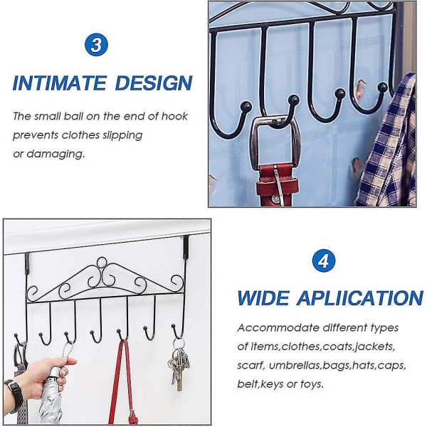 Dörrkrok, 2-pack Dörrhängare med 7 Krokar, Metallhängande Hyllorganisatör
