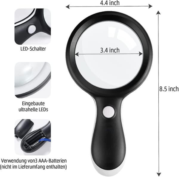 Lighted Reading Magnifier, 10x Lighted Reading Magnifier, Lighted Reading Magnifier