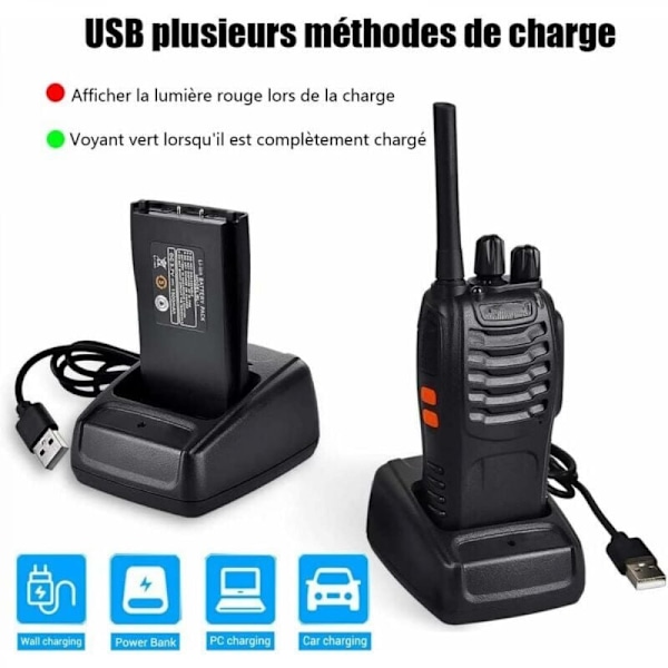 Baofeng Walkie Talkie Langdistanse Oppladbart Profesjonelt 16 Kanaler PMR Walkie Talkies Radio, med Ørepropp, USB-lader, Batteri (1 Par)
