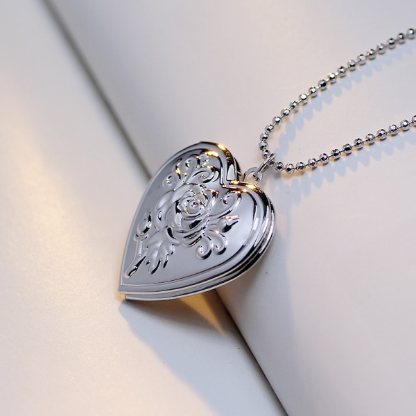 Gör-det-själv hjärtformade fotoram minne medaljon hänge halsband smycken