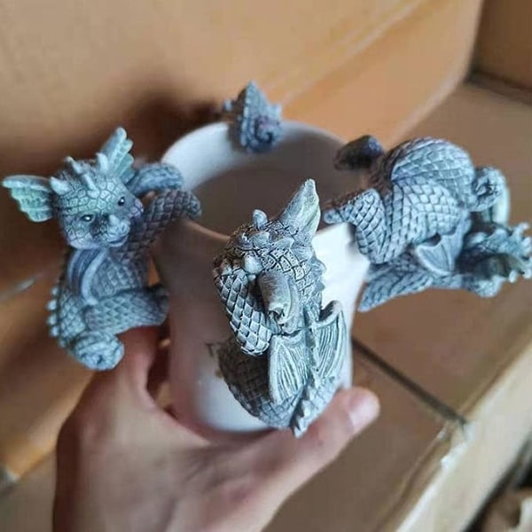 4 kpl istutusruukun ripustin Miniatyyri Keiju Puutarhasisustus Lohikäärmeen kukkaruukku ja maljakko Hugger Luova 3D-askartelu Lohikäärmehahmot kiipeilykoristeet Koti