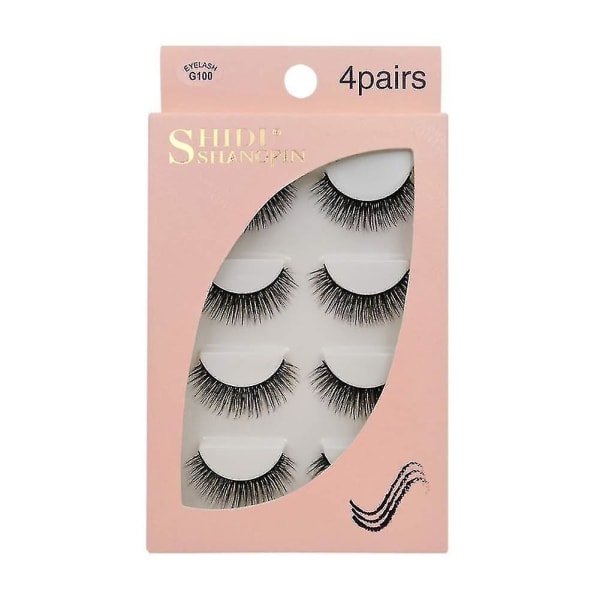 4 Pairs 3d Watermane False Eyelashes Invisible Reusable Black,g100