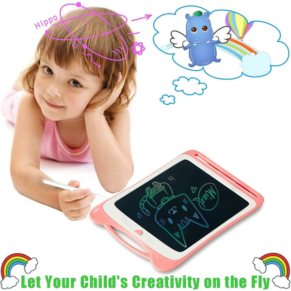 Värikkäät LCD-piirustusalustan kirjoitustaulut pienille tytöille/pojille 8,5 tuuman vaaleanpunainen