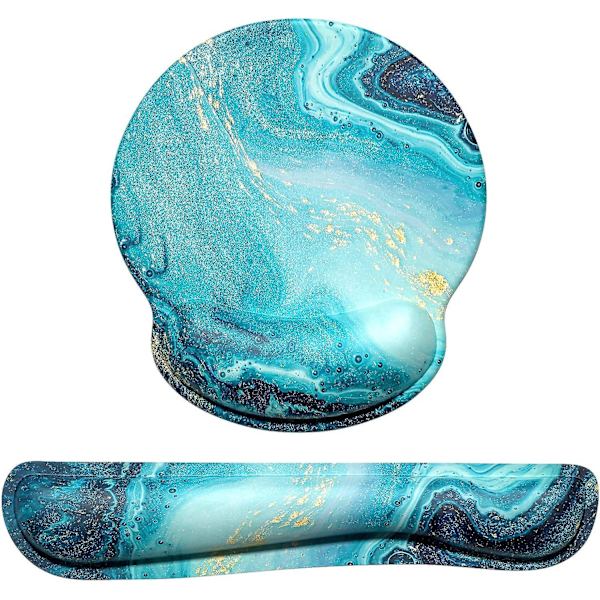 Ergonomisk håndledsstøtte og musemåtte med støtte, memory foam-støtter til sæt, ergonomisk skridsikker base, nem skrivning og smertelindring, Ocea