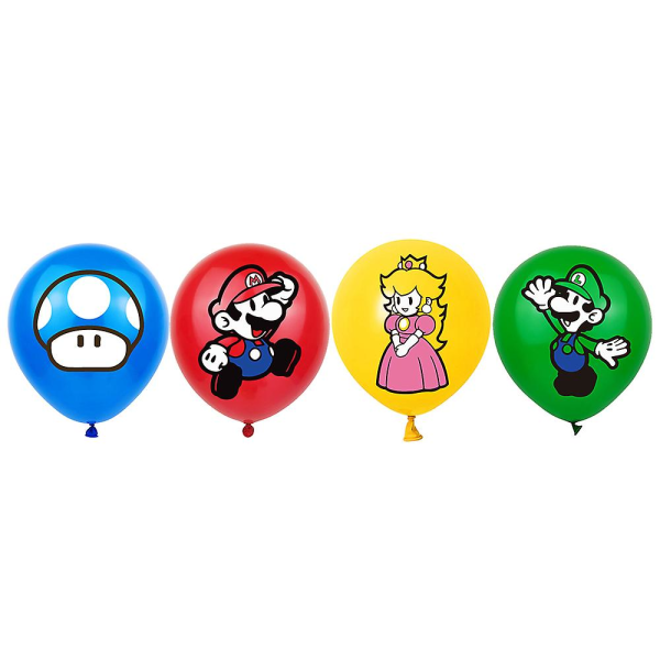 Super Mario Bros bursdagsfestdekorasjoner, Mario Movie tema festrekvisita-sett inkluderer gratulasjonsbanner, kake/cupcake topper, ballong