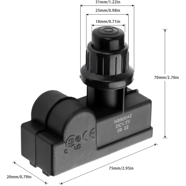 Universal gnistgenerator, 2-polet trykknapp elektronisk tenner Aa-batteritenner erstatning for Charbroil gassgrillmodeller