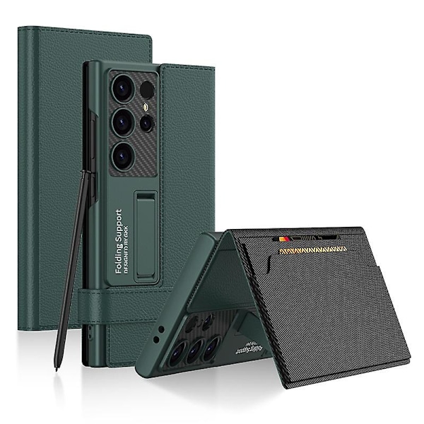 Magnetisk lukning pung etui til Samsung Galaxy S24 Ultra, Pu læder Indbygget Kickstand Flip Cover med kortholder
