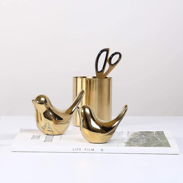 Fågelstaty Guld Heminredning Modern Stil Staty Dekorativ Prydnad För Vardagsrum, Sovrum