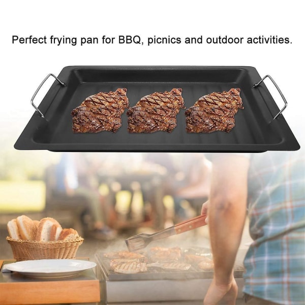 Rustfritt stål grillplate, non-stick stekepanne for grill