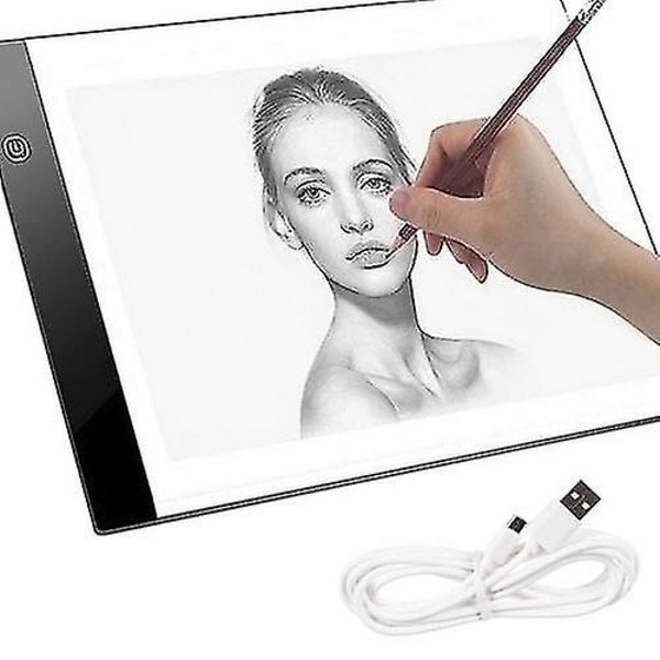 A4 LED Tegnebrett - Lysbord / Lysplate - Bærbar Hvit