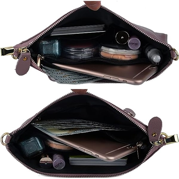 Koppling Väska Handväska Dam Äkta Läder Stor Plånbok med Crossbody Axelkedja