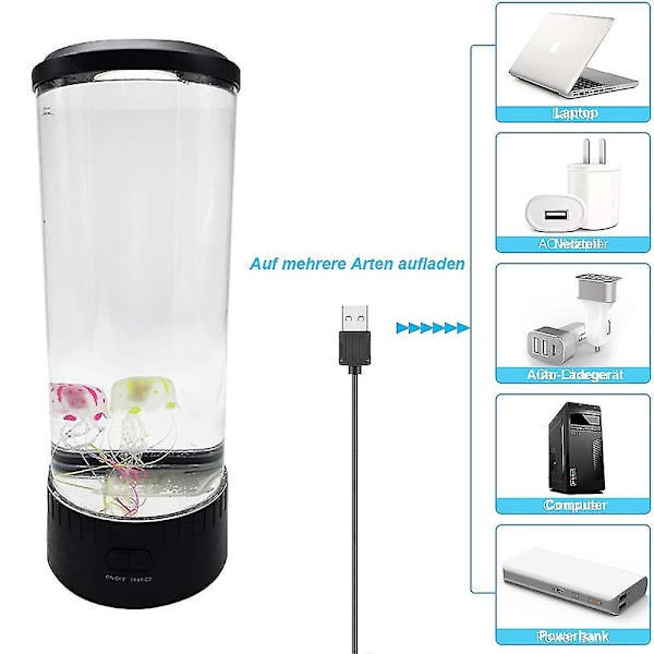Manetlampe, Lava Lampe, Akvarielampe, Fargeskiftende Lampe, Maneter, Akvarium, Stemningslampe, Lava Lamper til Barnerom, Jul, Bursdag